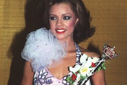 On this date in 1984, Vanessa Williams became the first Miss America to resign her title, after nude photographs of her taken in 1982 were published in Penthouse magazine. Here, Williams poses after being crowned Miss America 1984 in Atlantic City, N.J., September 17, 1983. (AP Photo/Files)