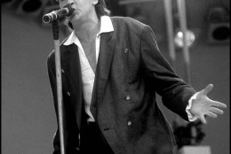 Paul Young on stage at Live Aid on 13 July 1985 at Wembley Stadium, London.
(AP Photo/Mark Allan)