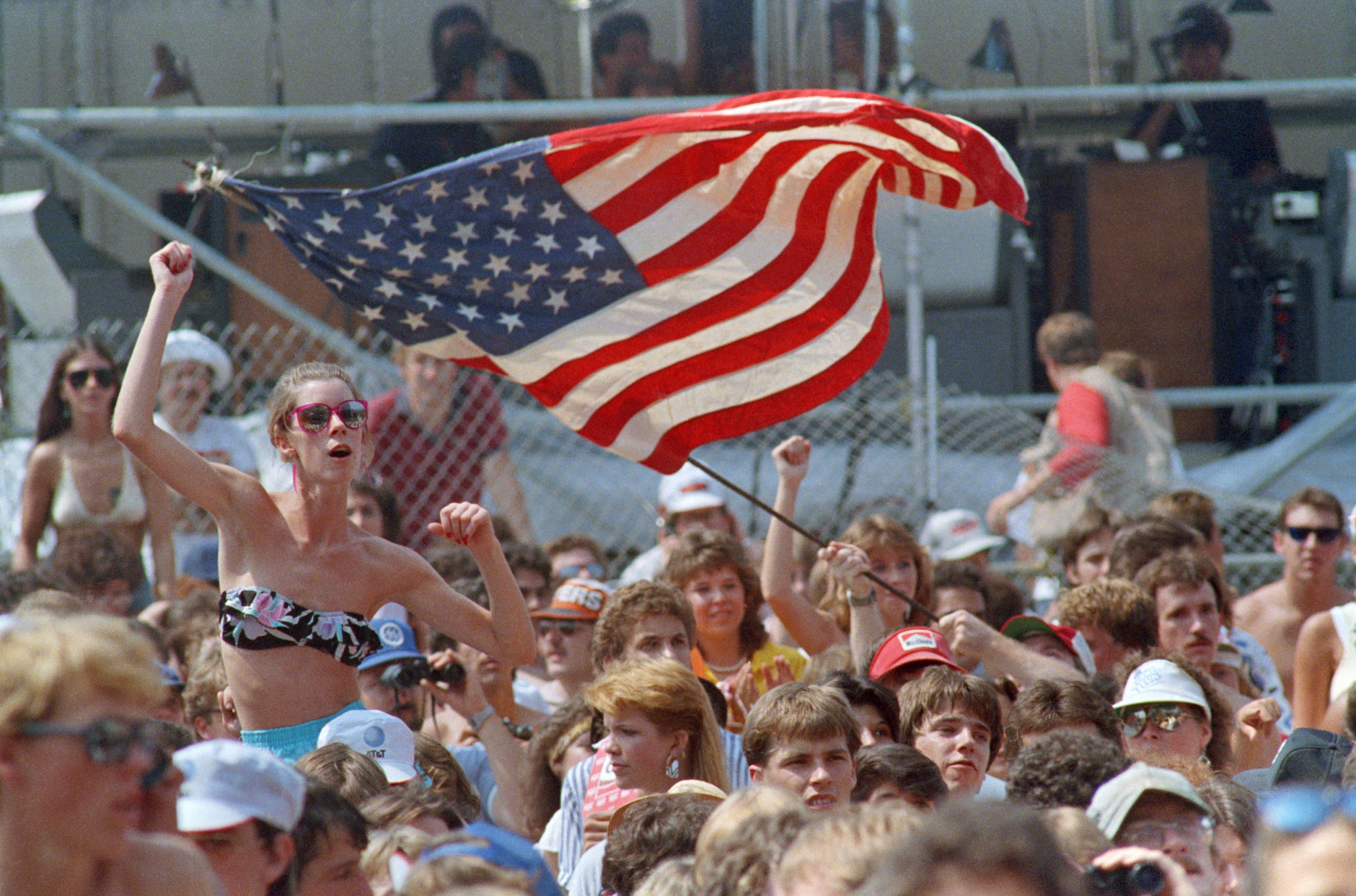 Crowd at Live Aid Music Concert at JFK Stadium in Philadelphia, Pennsylvania on July 13, 1985. (AP Photo/Amy Sancetta)