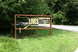 The "black lives matter" sign that was vandalized. (Courtesy Ana Maria K. Lim)