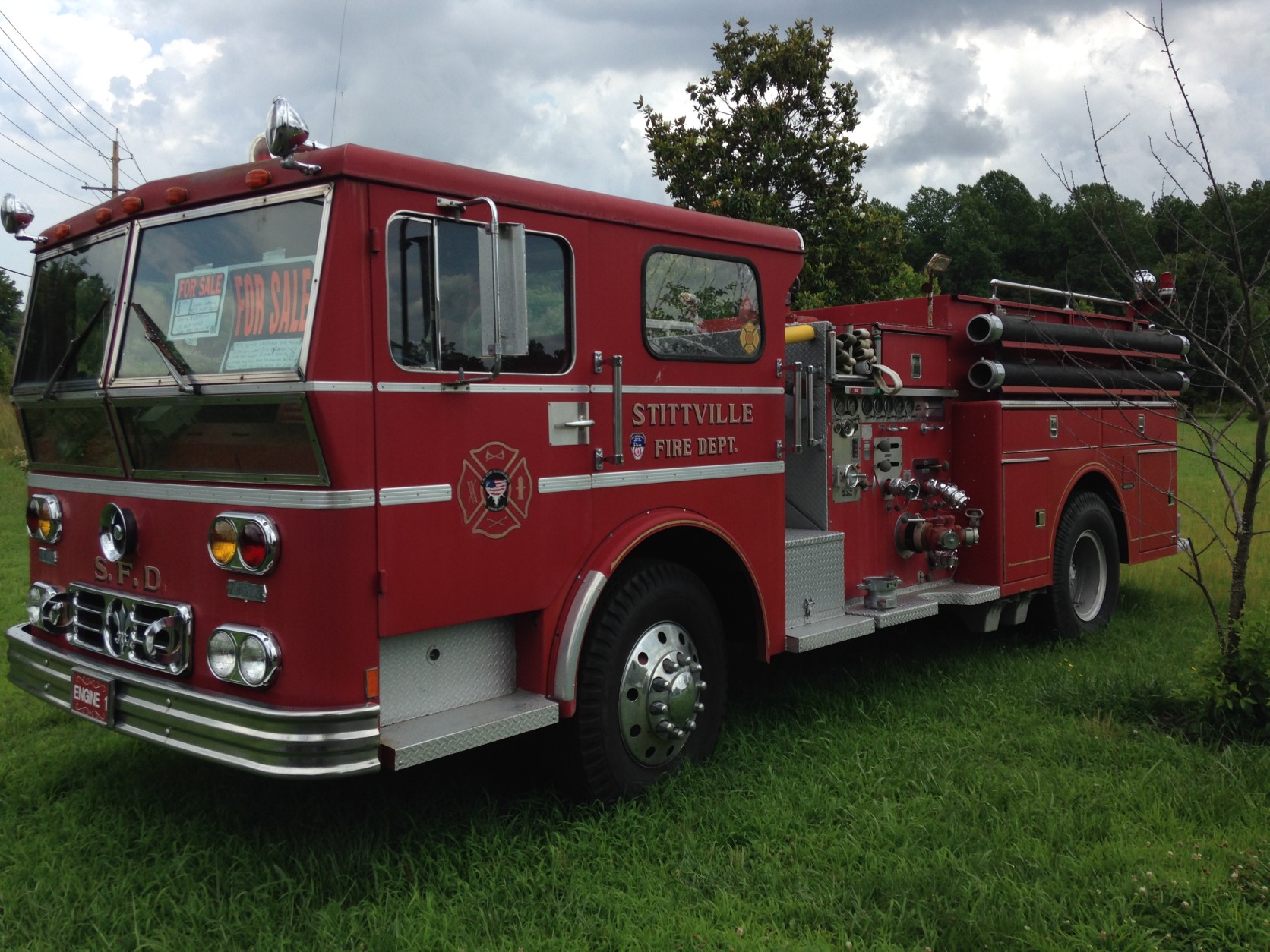 What's the most unusual thing you've seen for sale on the side of the road? We found this 1971 Ward LaFrance fire truck. Top that! (WTOP/Michelle Basch)