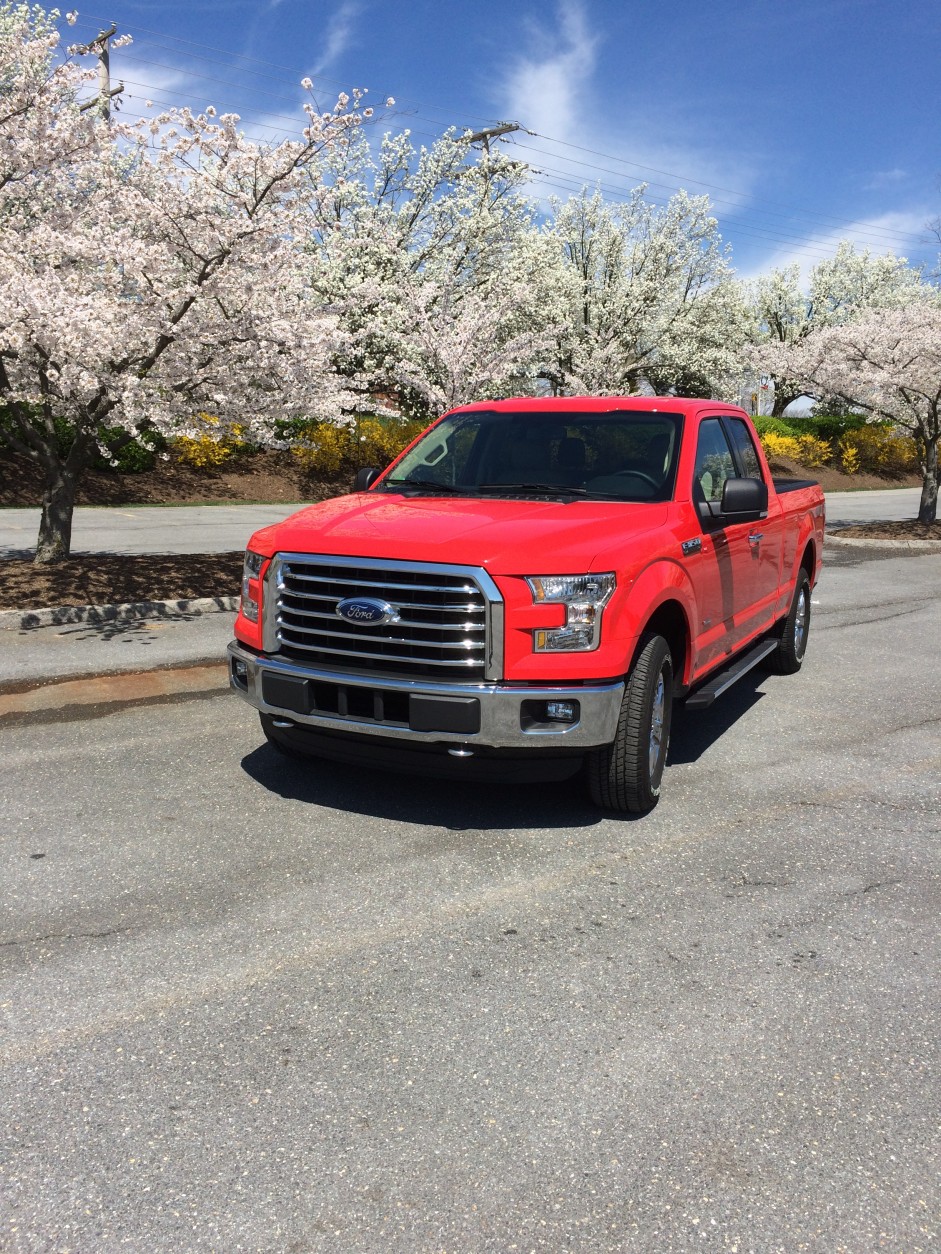 The new 2015 Ford F-150 innovates with its use of lighter materials and smaller yet powerful V6 engines to save you some money at the gas pump. (WTOP/Mike Parris)