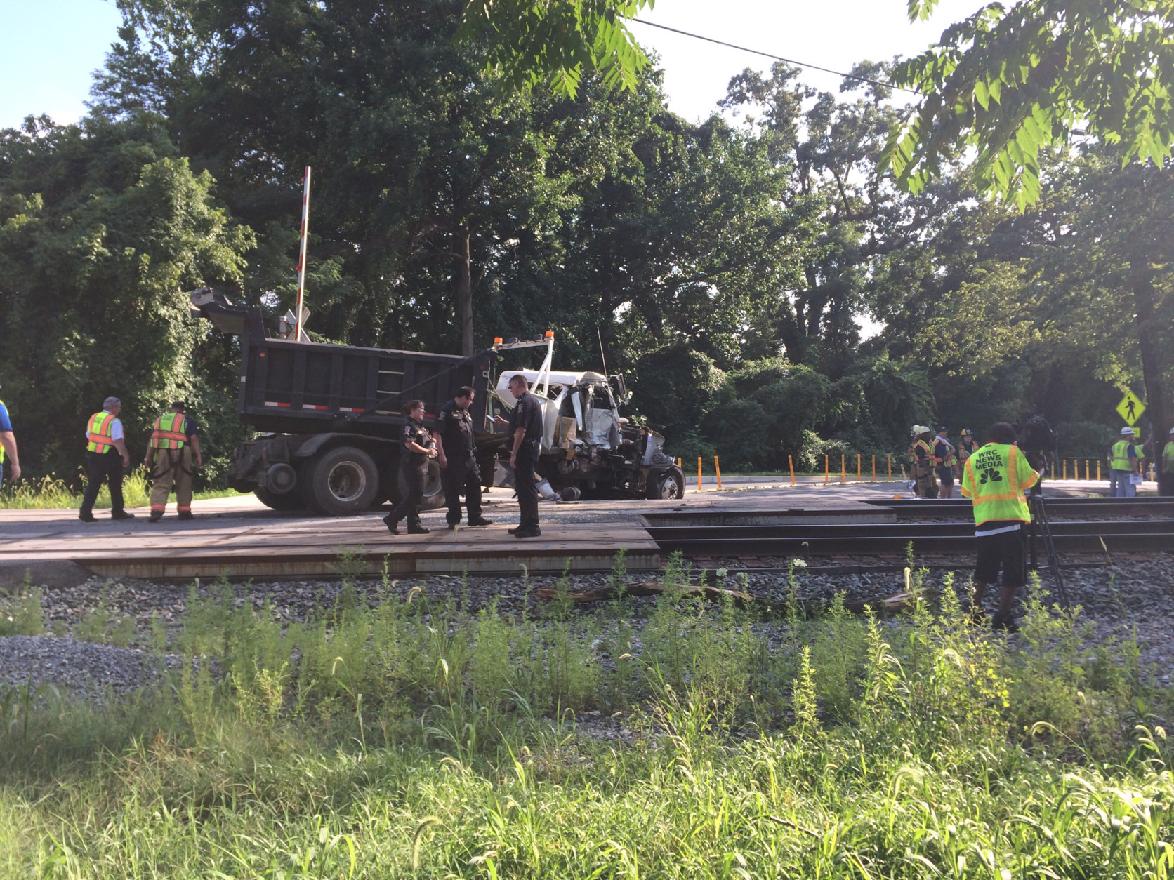 A MARC maintenance truck was struck by a train Monday afternoon. (Courtesy Tricia Steadman)