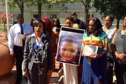 State's Attorney for Prince George's County Angela Alsobrooks addresses the press after 2-year-old Jamir Shipe's killer is sentenced. (WTOP/Megan Cloherty)
