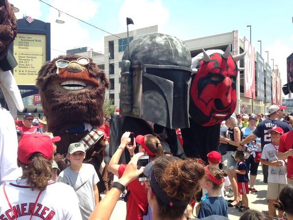The Racing Presidents dressed up as Star Wars characters on Sunday, July 19, 2015. (Courtesy Washington Nationals)