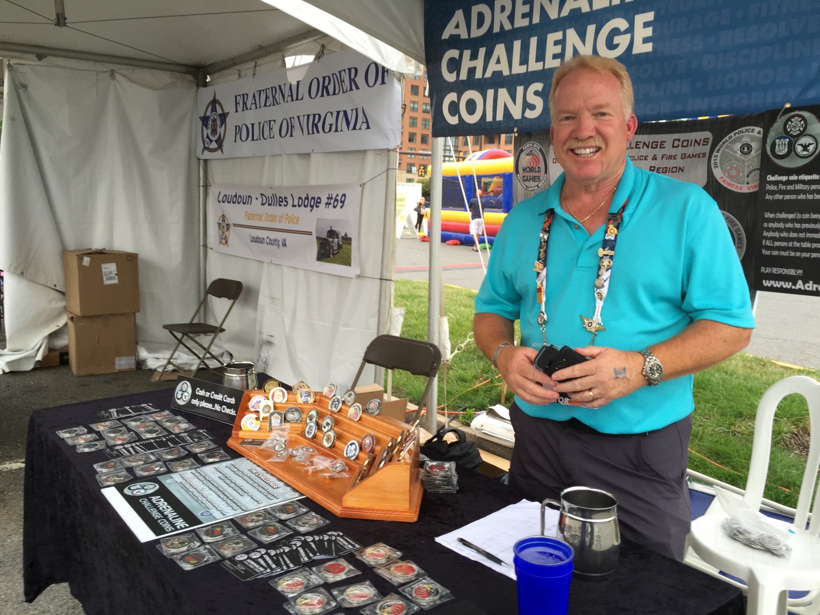 Selling his wares at the World Police and Fire Games through Sunday. (WTOP/Kristi King)