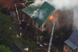 Buildings in Harpers Ferry are on fire July 23, 2015. (Courtesy NBC Washington)