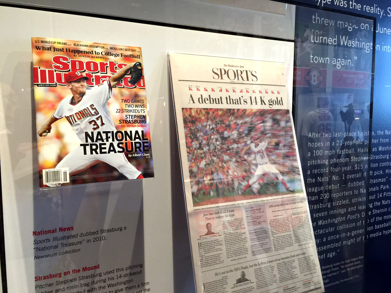 Publications memorialize Stephen Strasburg's start in Major League Baseball as a Washington National. (WTOP/Kristi King)
