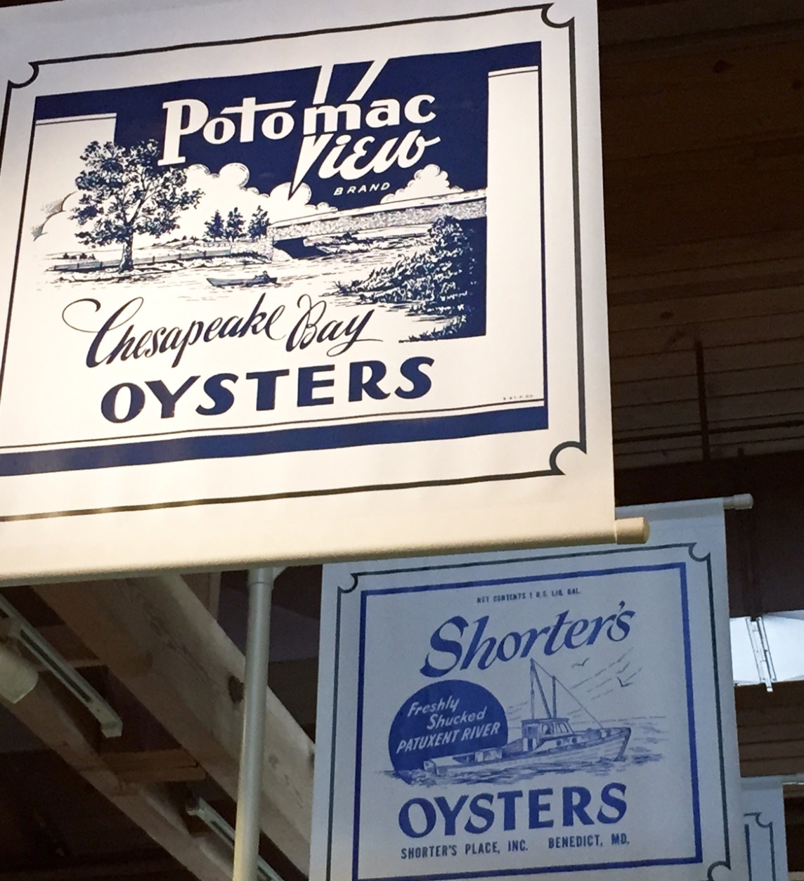 Oyster signs from the Chesapeake Bay Maritime Museum in Solomons, Md. (WTOP/Kate Ryan)