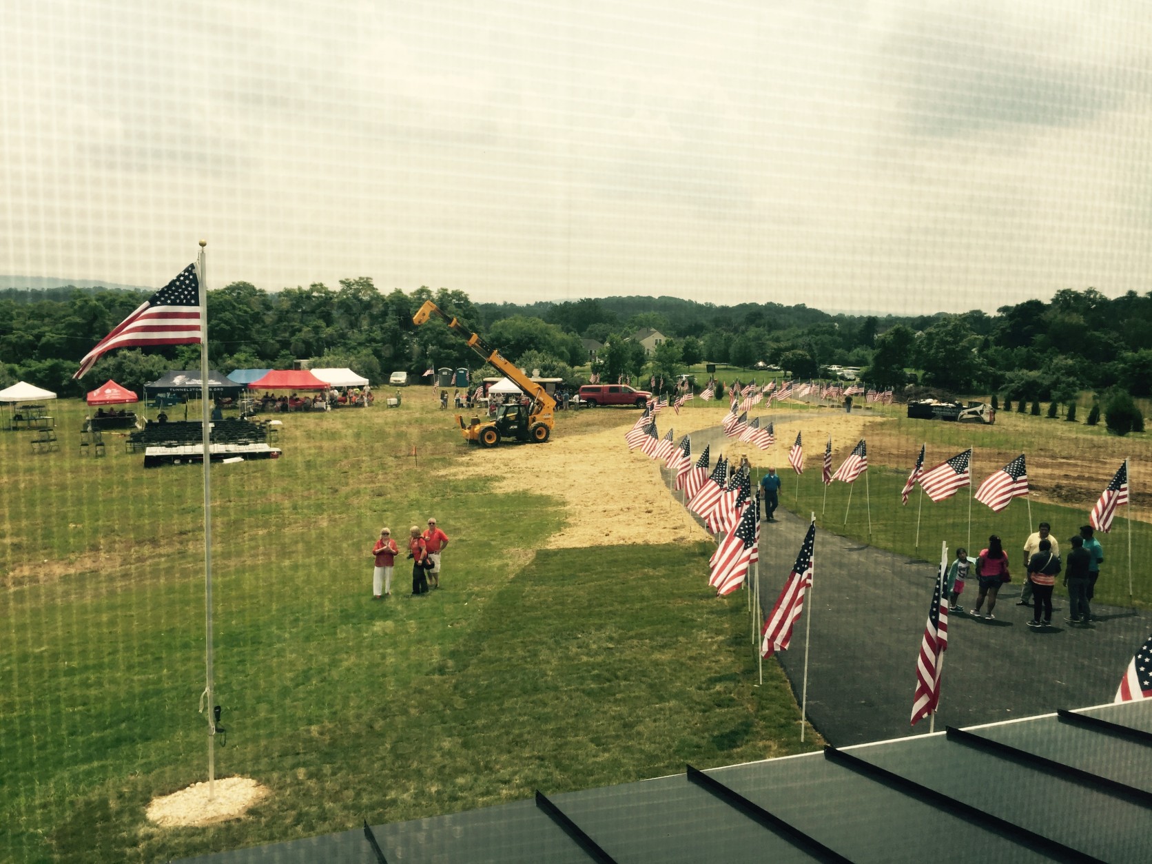 A view from the second story of the house at the celebration in the front yard/driveway. (WTOP/Max Smith)