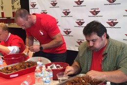 Mike "Munchin" Longo, left, and "Gentlemen" Joe Menchetti in the final moments of the competition. (WTOP/Megan Cloherty)