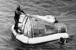 In 1965, Gemini 5, carrying astronauts Gordon Cooper and Charles "Pete" Conrad, splashed down in the Atlantic after 8 days in space. (AP Photos)