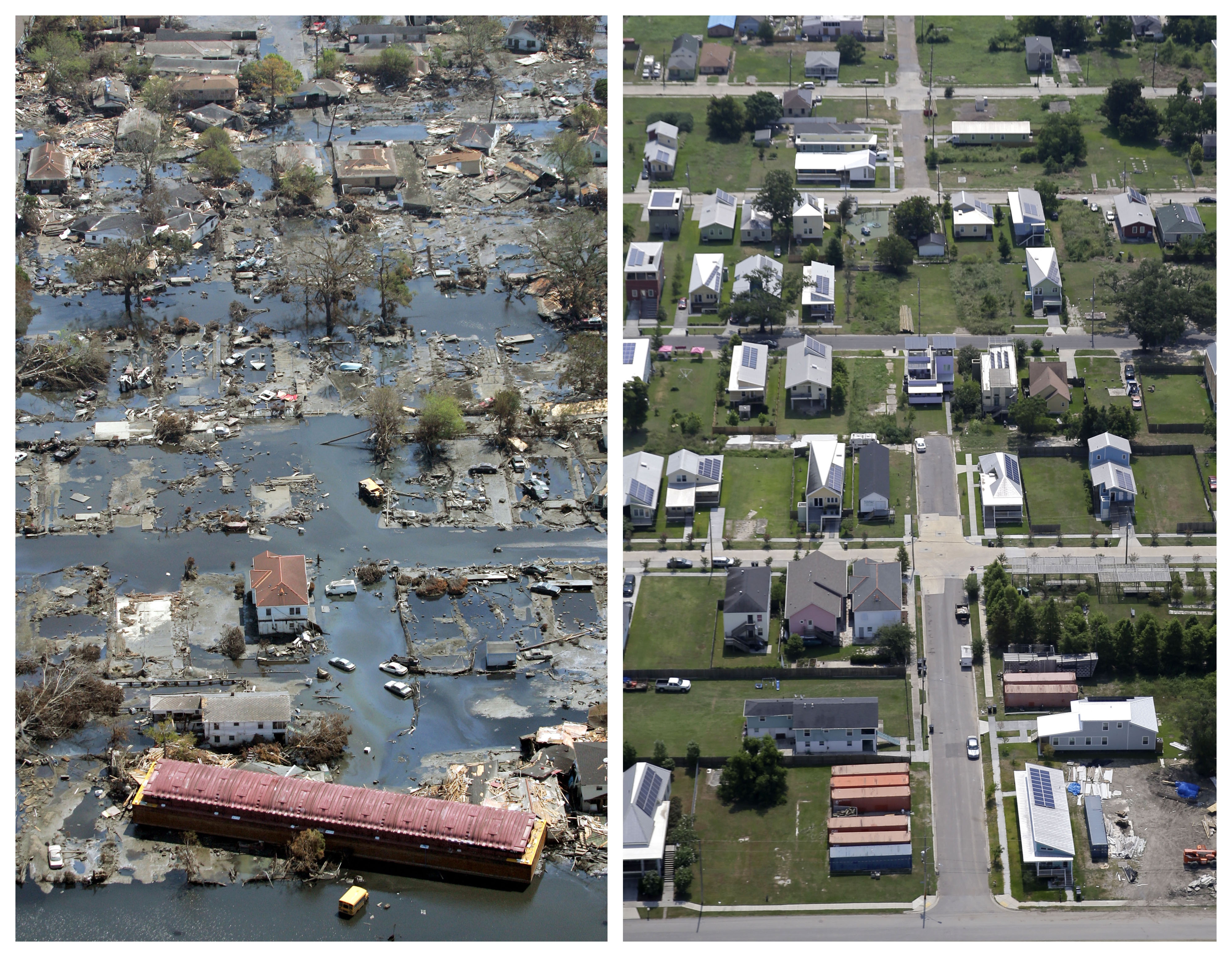 AP PHOTOS: Before and after images of areas hit by Katrina