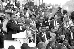 On this date in 1963, more than 200,000 people listened as the Rev. Martin Luther King Jr. delivered his "I Have a Dream" speech in front of the Lincoln Memorial in Washington D.C. (AP Photo/File)