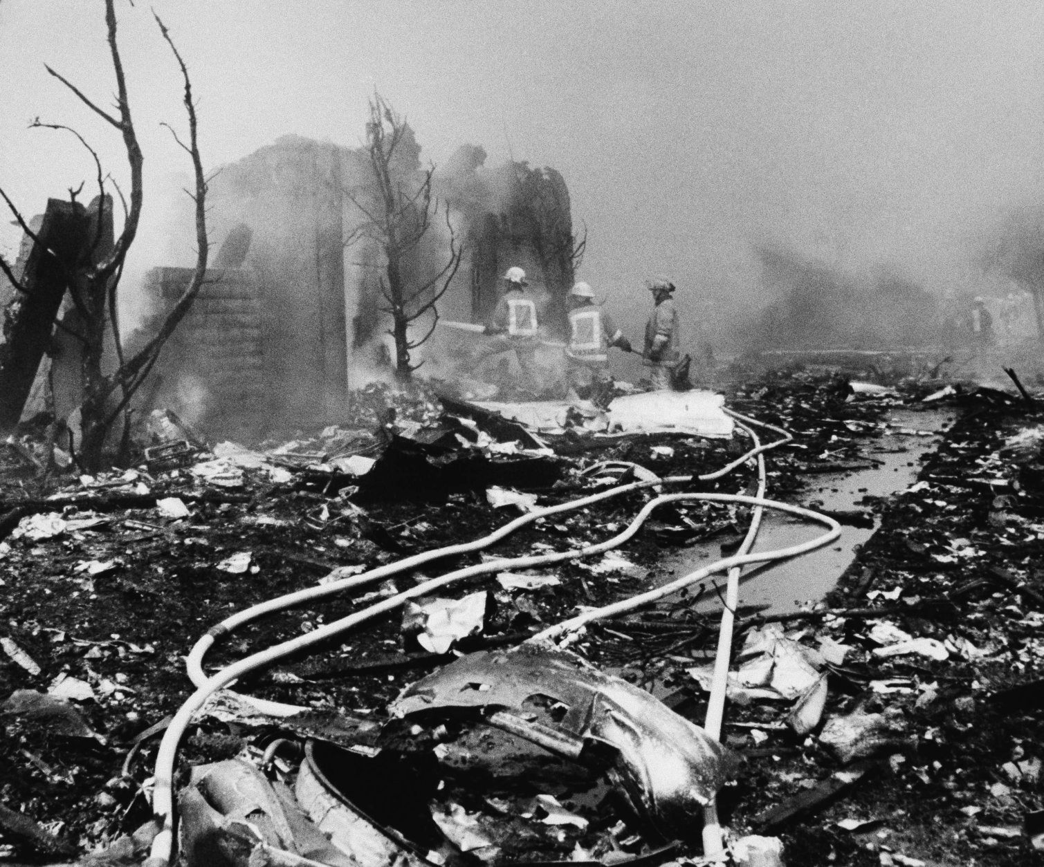 On this date in 1986, 82 people were killed when an Aeromexico jetliner and a small private plane collided over Cerritos, California. (AP Photo/Rod Boren)