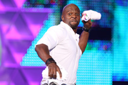 Terry Crews throws a t-shirt into the audience at the Teen Choice Awards at the Galen Center on Sunday, Aug. 16, 2015, in Los Angeles. (Photo by Matt Sayles/Invision/AP)