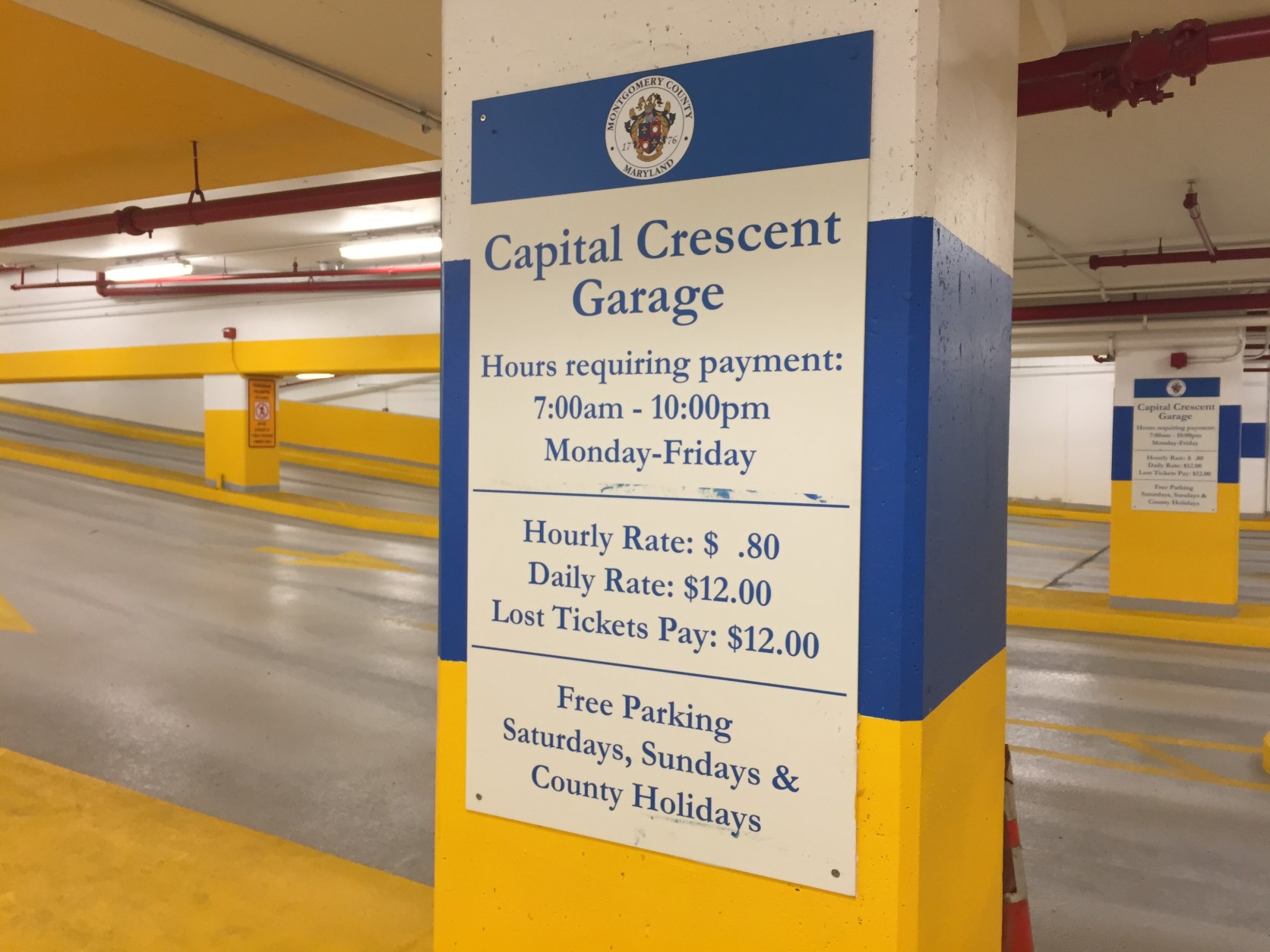 The cost to park is 80 cents per hour, but it's free on weekends and on holidays. (WTOP/Michelle Basch)