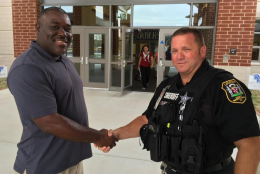 Security and resource officer Porter and Deputy Garis at Riverside High School. (WTOP/Kristi King)