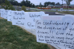 The welcome signs, including inspirational messages and notes from parents, were 'like a yearbook that's come alive,' one vice principal says. (WTOP/Kristi King)