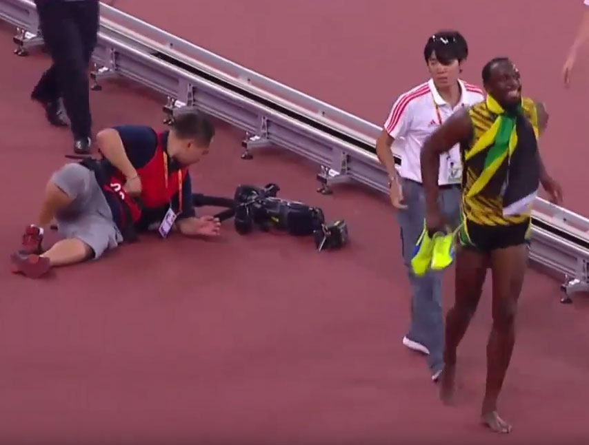 Usain Bolt knocked down by runaway Segway