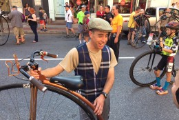 One rider shows off his vintage-style bike. (WTOP/Kate Ryan)