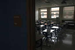Many classrooms have furniture set up and ready to go. (WTOP/Max Smith)
