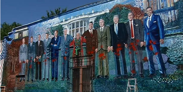 Mural of U.S. presidents at D.C. restaurant vandalized