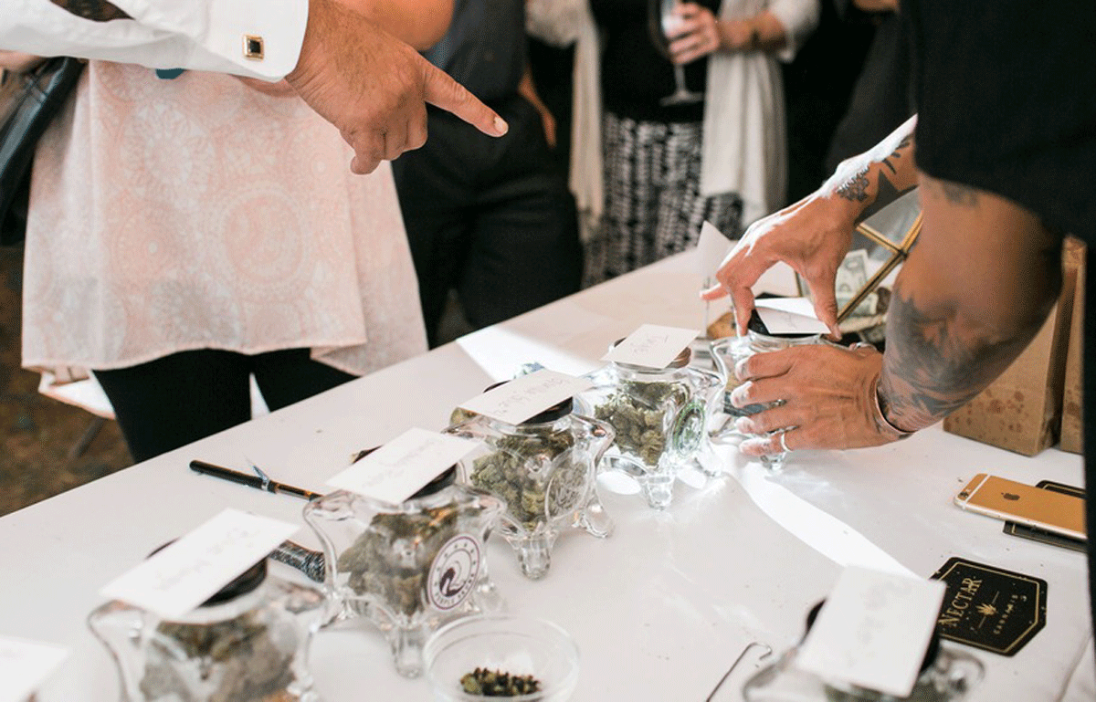 Couple initiates the “weed bar” into wedding reception must-haves