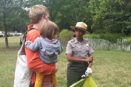 Tara Morrison, National Park Service superintendent of Rock Creek Park, was at the Piney Branch section of Rock Creek Park on Saturday, Sept. 2015 where she helped kick off a new volunteer program called SOLVE. (WTOP/Kathy Stewart)