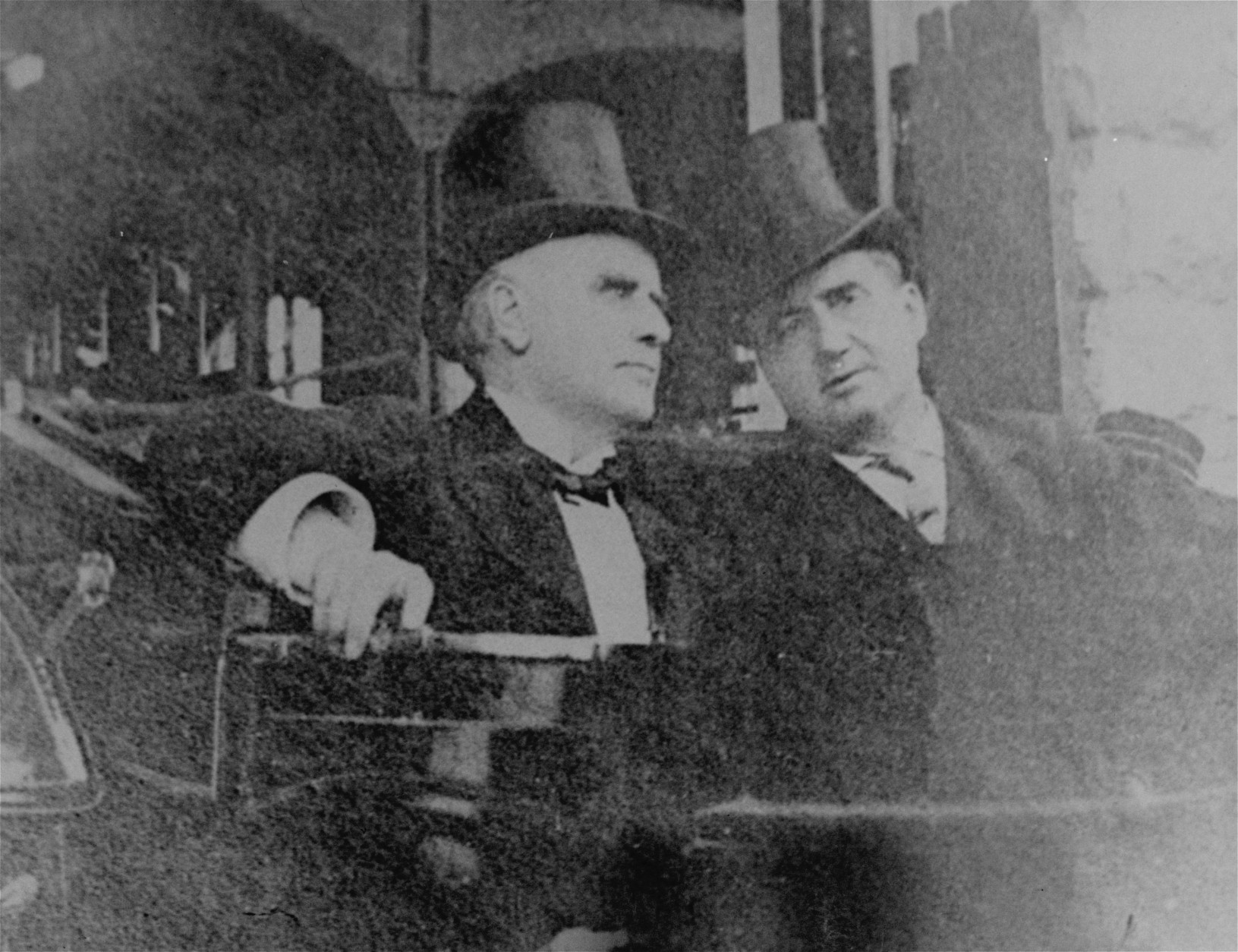 This is one of the last photos taken of U.S. President William McKinley on the day he was shot, September 6, 1901.  It shows him, left, with John G. Milburn, right, President of the Pan American Exposition, leaving Niagara Falls, N.Y., to return to Buffalo and the reception at which he was shot. (AP Photo)