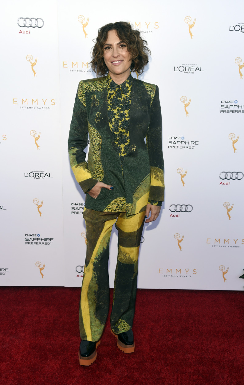 "Transparent" creator Jill Solloway poses at the 67th Emmy Awards Performers Nominee Reception at the Pacific Design Center on Saturday, Sept. 19, 2015, in West Hollywood, Calif. (Photo by Chris Pizzello/Invision/AP)