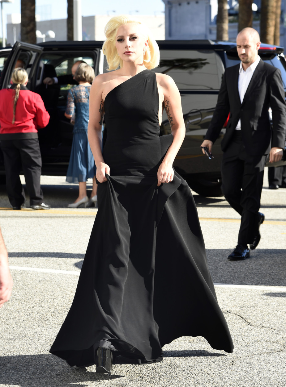 IMAGE DISTRIBUTED FOR THE TELEVISION ACADEMY - Lady Gaga arrives at the 67th Primetime Emmy Awards on Sunday, Sept. 20, 2015, at the Microsoft Theater in Los Angeles. (Photo by Dan Steinberg/Invision for the Television Academy/AP Images)