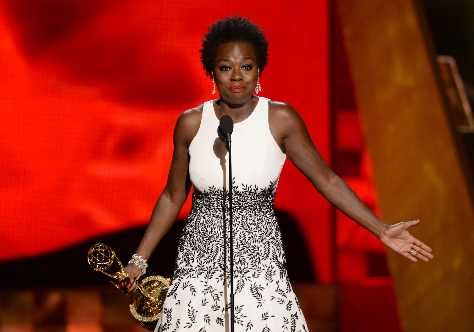 IMAGE DISTRIBUTED FOR THE TELEVISION ACADEMY - Viola Davis accepts the award for outstanding lead actress in a drama series for How to Get Away With Murder at the 67th Primetime Emmy Awards on Sunday, Sept. 20, 2015, at the Microsoft Theater in Los Angeles. (Photo by Phil McCarten/Invision for the Television Academy/AP Images)