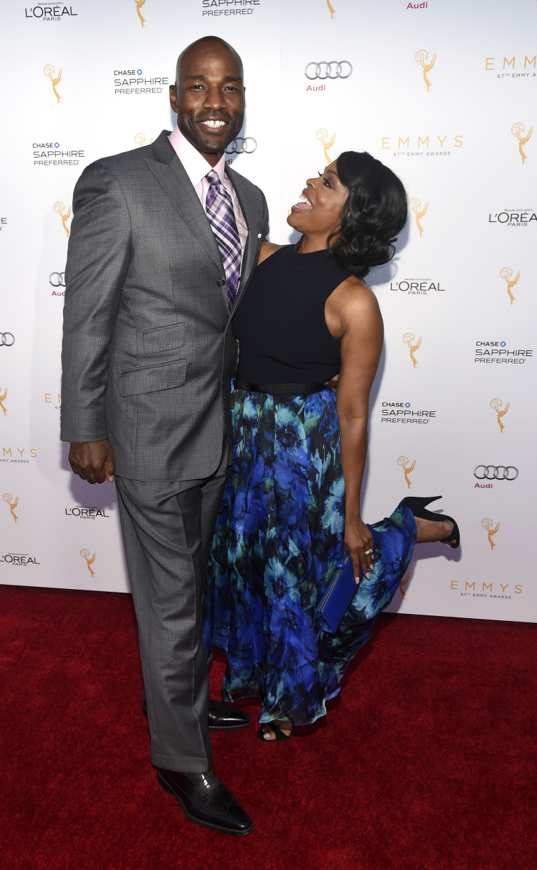 Niecy Nash, an Emmy nominee for Outstanding Supporting Actress in a Comedy Series for "Getting On," poses with her husband Jason Tucker at the 67th Emmy Awards Performers Nominee Reception at the Pacific Design Center on Saturday, Sept. 19, 2015, in West Hollywood, Calif. (Photo by Chris Pizzello/Invision/AP)