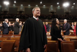 On this date in 2005, John Roberts' nomination as U.S. chief justice cleared the Senate Judiciary Committee on a bipartisan vote of 13-5.  (AP Photo/Larry Downing, Pool)