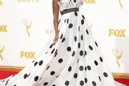 IMAGE DISTRIBUTED FOR THE TELEVISION ACADEMY - Teyonah Parris arrives at the 67th Primetime Emmy Awards on Sunday, Sept. 20, 2015, at the Microsoft Theater in Los Angeles. (Photo by Danny Moloshok/Invision for the Television Academy/AP Images)