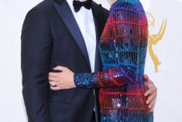 IMAGE DISTRIBUTED FOR THE TELEVISION ACADEMY - Peter Facinelli, left, and Jaimie Alexander arrive at the 67th Primetime Emmy Awards on Sunday, Sept. 20, 2015, at the Microsoft Theater in Los Angeles. (Photo by Vince Bucci/Invision for the Television Academy/AP Images)