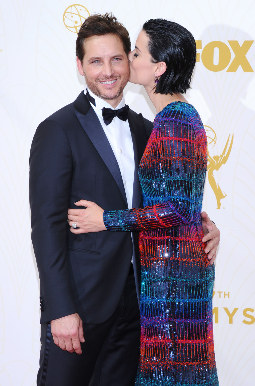 IMAGE DISTRIBUTED FOR THE TELEVISION ACADEMY - Peter Facinelli, left, and Jaimie Alexander arrive at the 67th Primetime Emmy Awards on Sunday, Sept. 20, 2015, at the Microsoft Theater in Los Angeles. (Photo by Vince Bucci/Invision for the Television Academy/AP Images)