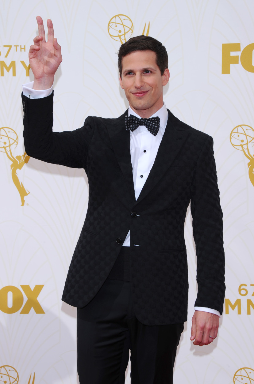 Andy Samberg arrives at the 67th Primetime Emmy Awards on Sunday, Sept. 20, 2015, at the Microsoft Theater in Los Angeles. (Photo by Vince Bucci/Invision for the Television Academy/AP Images)
