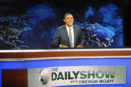 Trevor Noah hosts Comedy Central's "The Daily Show with Trevor Noah" premiere on September 28, 2015 in New York City.  (Photo by Brad Barket/Getty Images for Comedy Central)