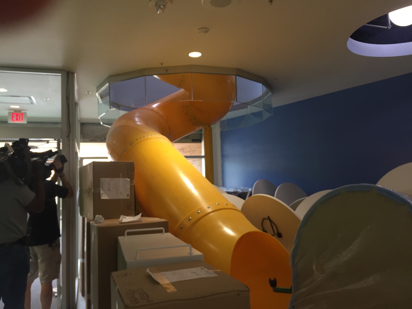 The building only uses the energy it creates, and there’s an indoor slide just for kicks. (WTOP/Max Smith)