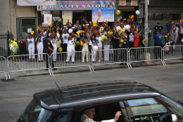 NEW YORK, NY - SEPTEMBER 25:  Pope Francis arrives in his Fiat to the Lady Queen of Angels school on September 25, 2015 in the Harlem neighborhood of New York City. The Pope visited the inner city Catholic school in east Harlem and met with children, immigrants and Catholic Charities workers on the second day of his visit to New York City.  (Photo by John Moore/Getty Images)