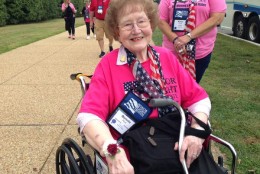 Members of the Honor Flight arrive at Arlington National Cemetery Tuesday afternoon. (WTOP/Jamie Forzato)