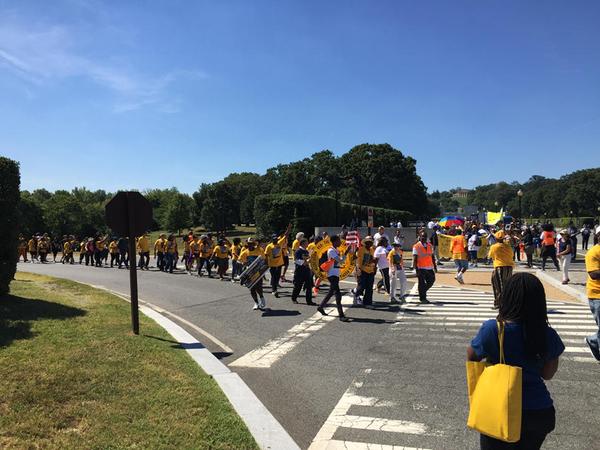 The Maryland chapter of the NAACP joins with the Selma marchers in Arlington for the Journey For Justice. (WTOP/Rob Woodfork)