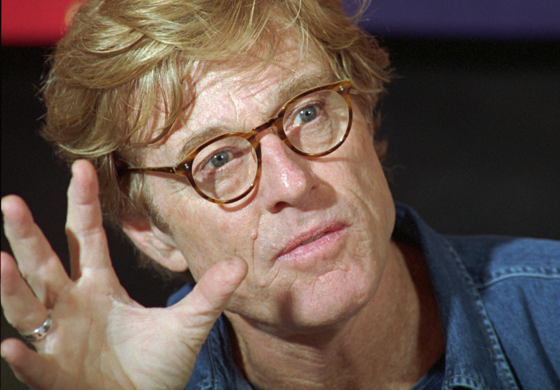 Actor Robert Redford answers questions during a news conference Saturday, Jan. 20, 1996, at his Sundance Institute outside Provo, Utah.  Redford's Sundance Film Festival, which features independent films, runs through next Saturday.  (AP Photo/Douglas C. Pizac)