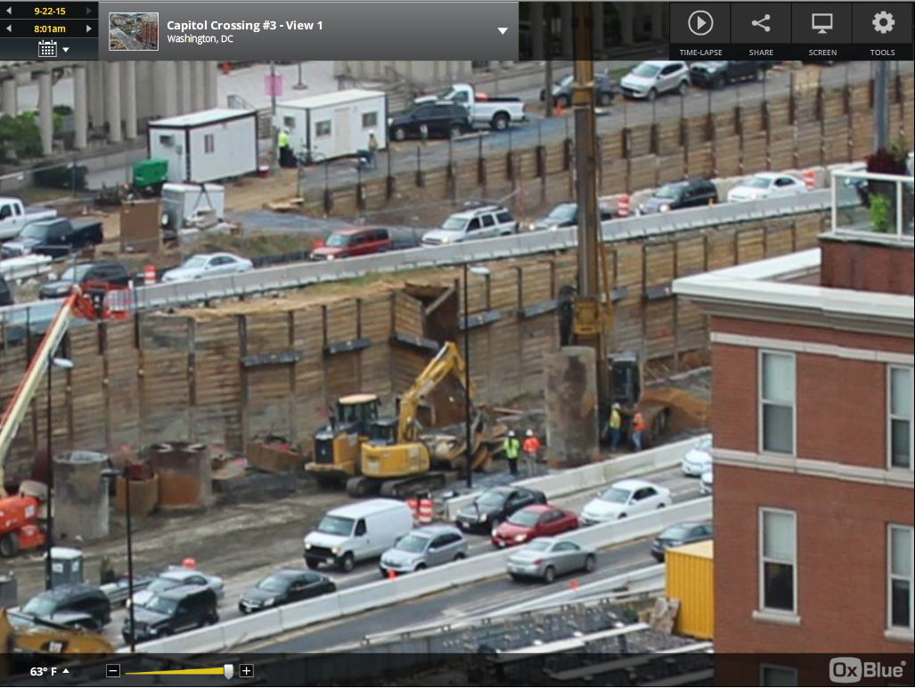 The retaining wall is seen just after the collapse in the 3rd Street Tunnel project's camera. (Courtesy David Gannon)
