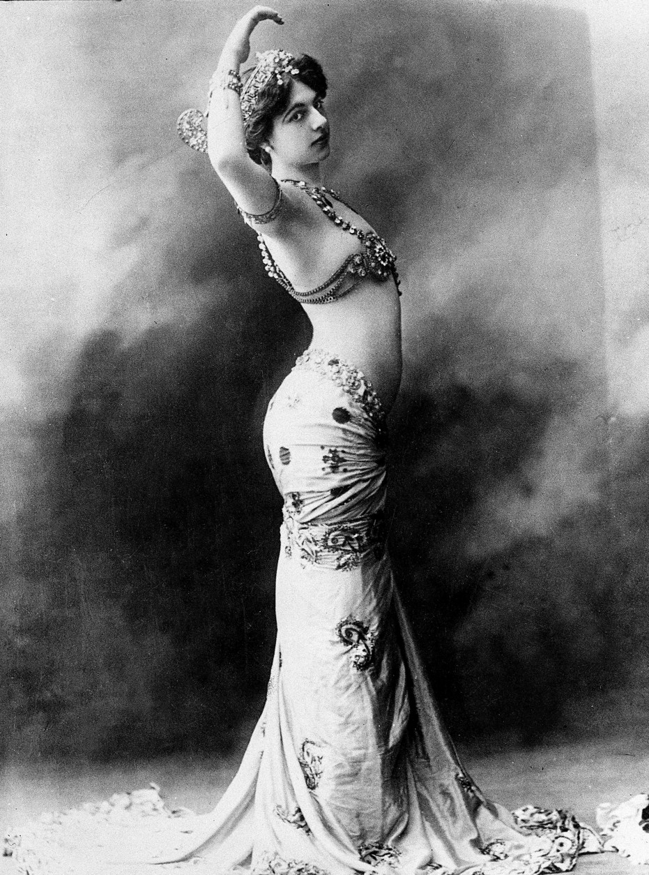 Mata Hari, the exotic "oriental" dancer who captivated Europe in the early 1900s was actually the pseudonym of Margaretha Geertruida Zelle, born in Leeuwarden, Netherlands.  She was executed by a French firing squad during World War I, after she was tried on charges of spying for Germany.  (AP Photo)