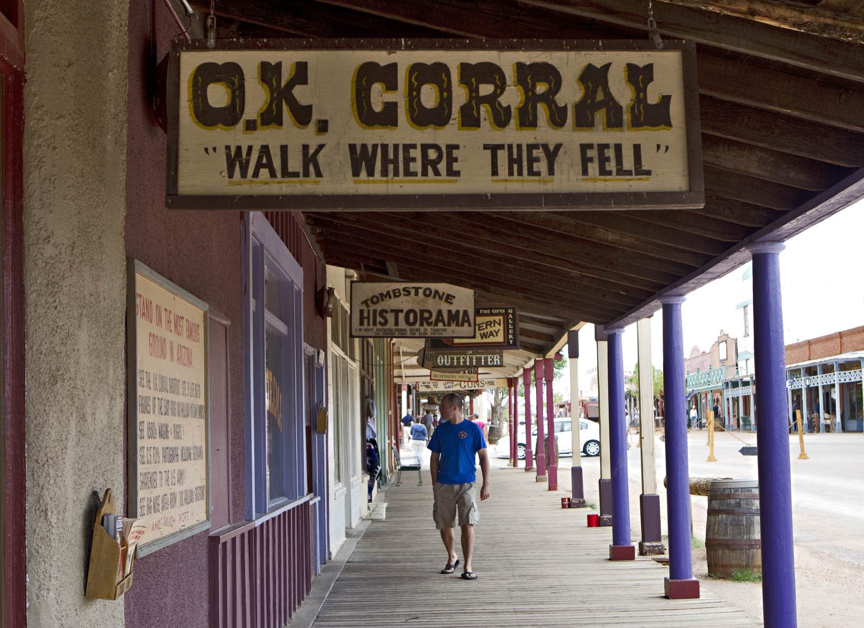 The rear entrance to the O.K. Corral is shown Wednesday, April 21, 2010 in Tombstone, Ariz.  A box of original court transcripts from the 1881 Coroner's Inquest in the Gunfight at the OK Corral were handed over to the Arizona State Archives in Phoenix earlier Wednesday. The 36-page hand-written account of witness testimony given after the shootout that left three men dead in Tombstone had been missing for years, until found by court clerks Garcia and Cook as they were cleaning out storage space at the Bisbee, Ariz., courthouse in March.  (AP Photo/Matt York)