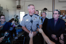 Douglas County Sheriff John Hanlin addresses the media following a deadly shooting at Umpqua Community College in Roseburg, Ore., Thursday, Oct. 1, 2015.   (AP Photo/Jeff Barnard)