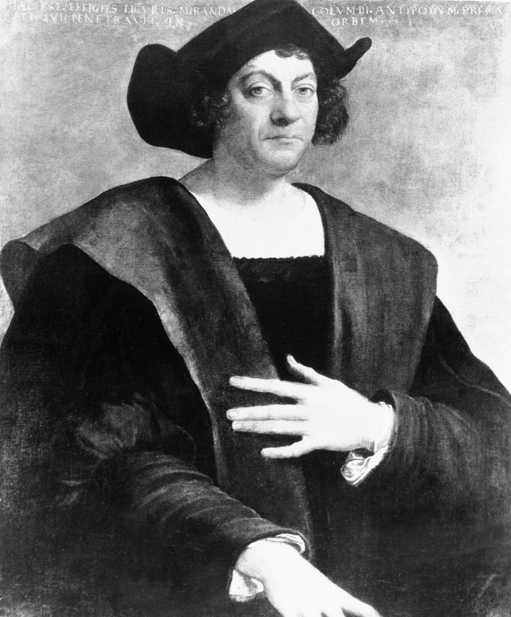A painting of Christopher Columbus by Sebastiano del Piombo is seen, Sept. 19, 1943 at the Metropolitan Museum of Art in New York.  No portrait of Columbus from real life is known to exist but there are five standard types of which this is one.  (AP Photo)